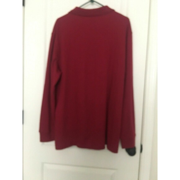 Saddlebred Men's Easy Care Long Sleeve Polo Shirt Size XL Burgundy - Picture 7 of 9